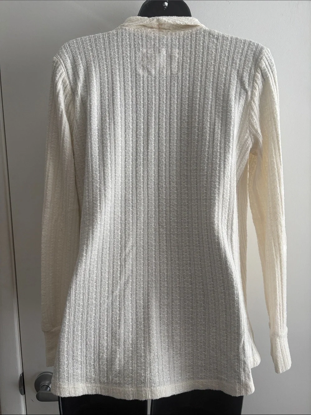 Maeve Cream Texture Surplice Faux Wrap Knit Long Sleeve Office Sweater SZ M - Picture 3 of 7